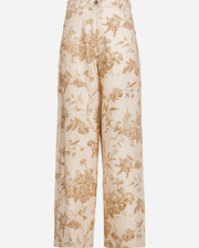 Pantalon en twill de coton imprimé toile de Jouy