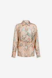 Chemise en twill de soie imprimée d'une scène bucolique