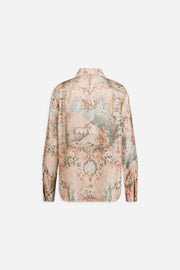 Chemise en twill de soie imprimée d'une scène bucolique