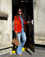 Veste cintrée en velours orange