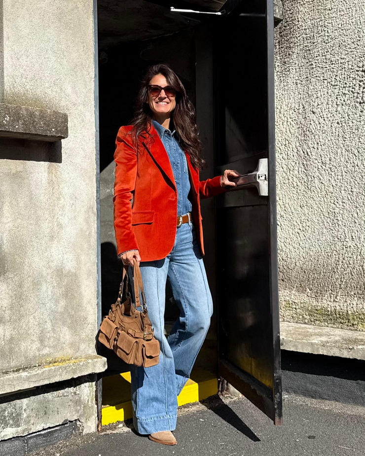 Veste cintrée en velours orange