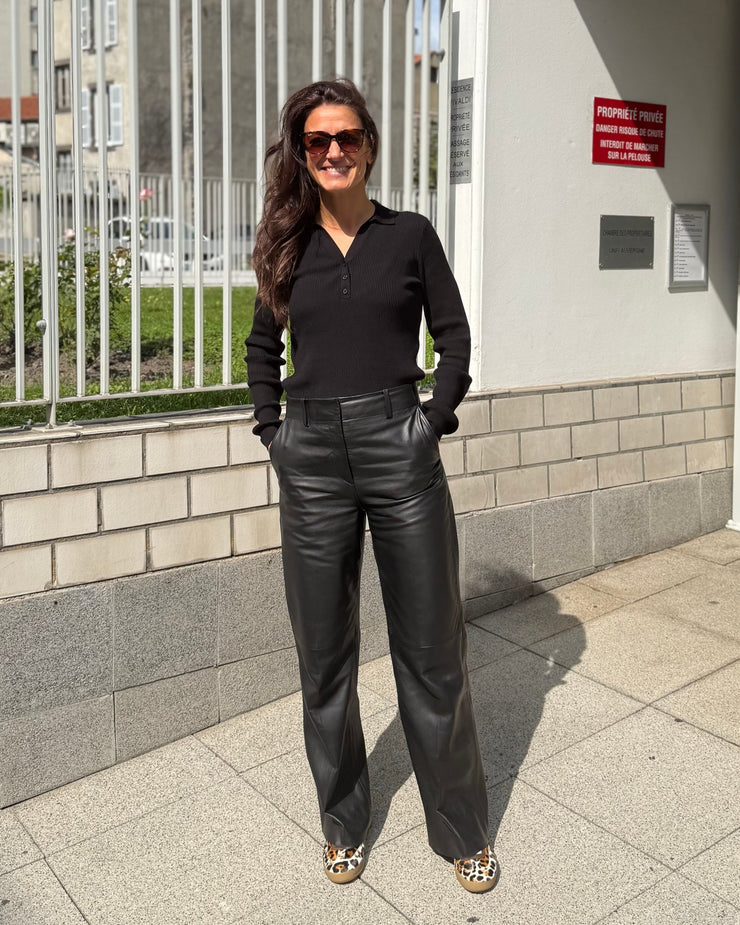 Pantalon en cuir noir