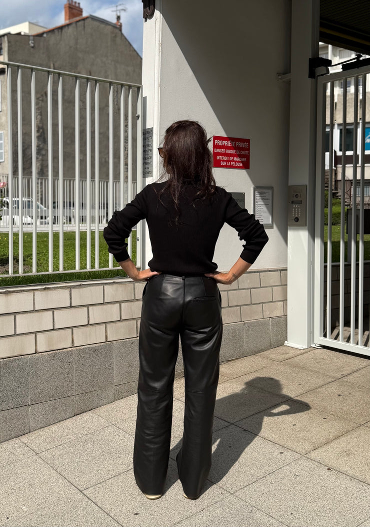 Pantalon en cuir noir