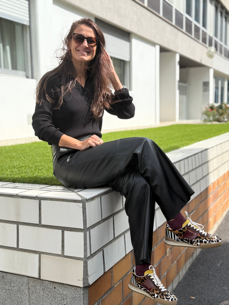 Pantalon en cuir noir
