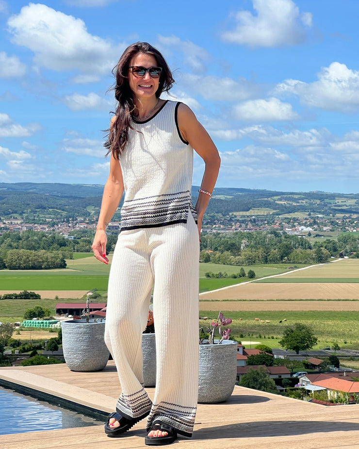 Pantalon tricoté rayures