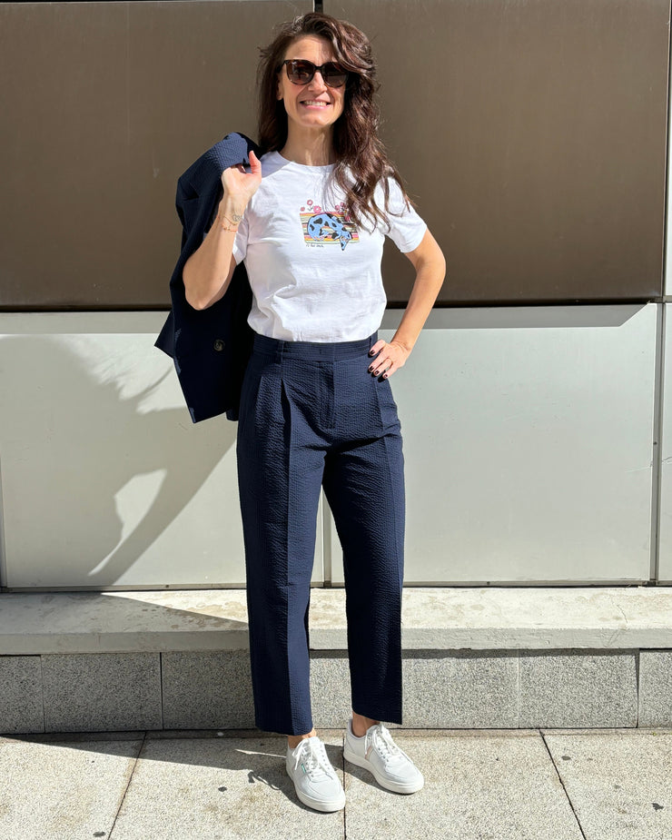 PANTALON TAILLE HAUTE MARINE