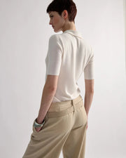 PULL POLO EN MAILLE IVOIRE OU MARINE