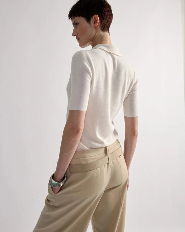 PULL POLO EN MAILLE IVOIRE OU MARINE