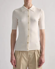PULL POLO EN MAILLE IVOIRE OU MARINE