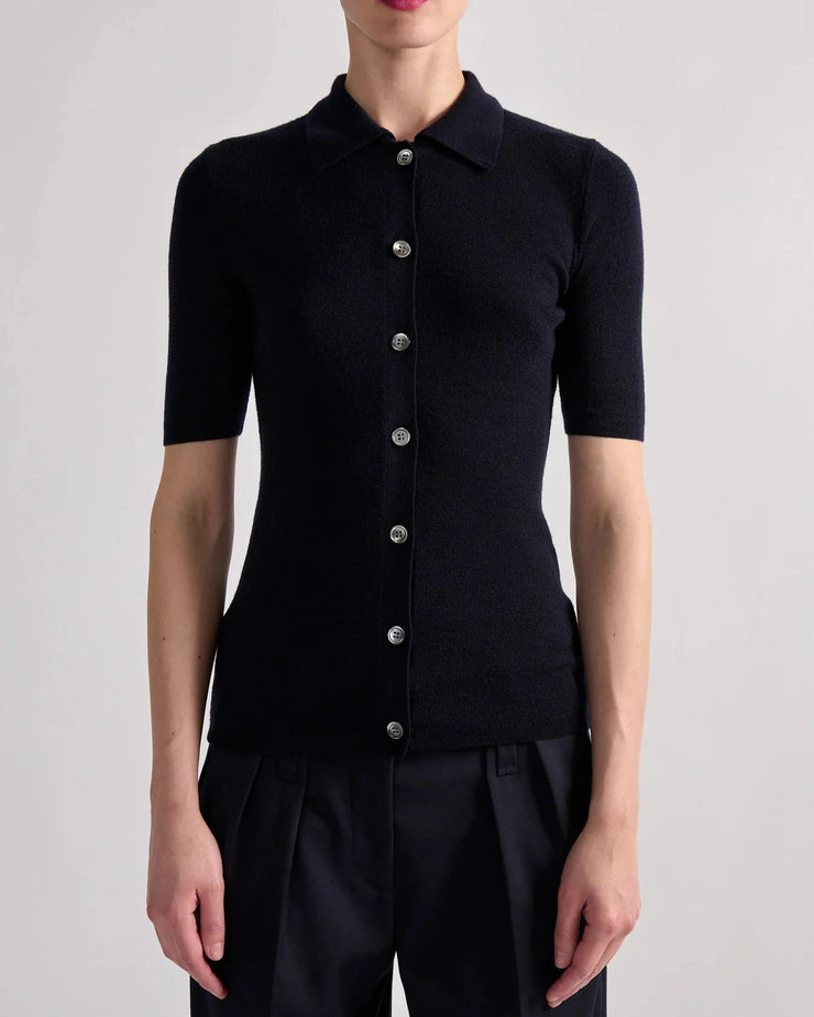PULL POLO EN MAILLE IVOIRE OU MARINE