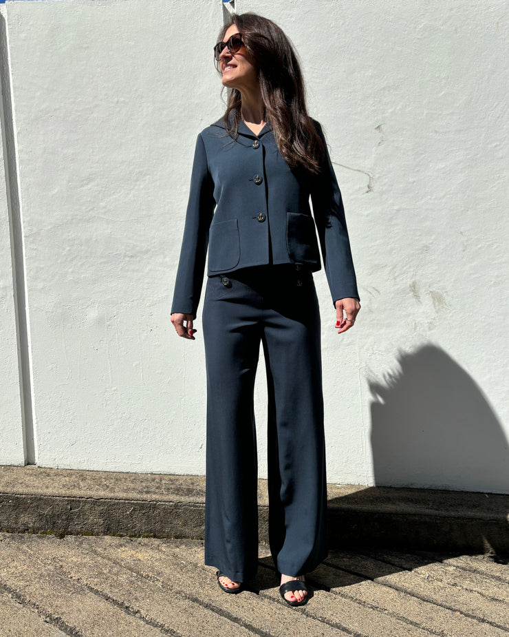 Pantalon a pont avec bouton ancre grain de poudre