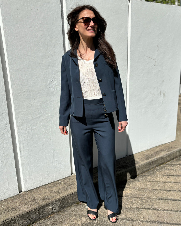 Pantalon a pont avec bouton ancre grain de poudre