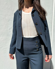 Pantalon a pont avec bouton ancre grain de poudre