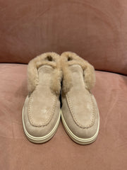 Desert boot en daim beige fourrée pour femme