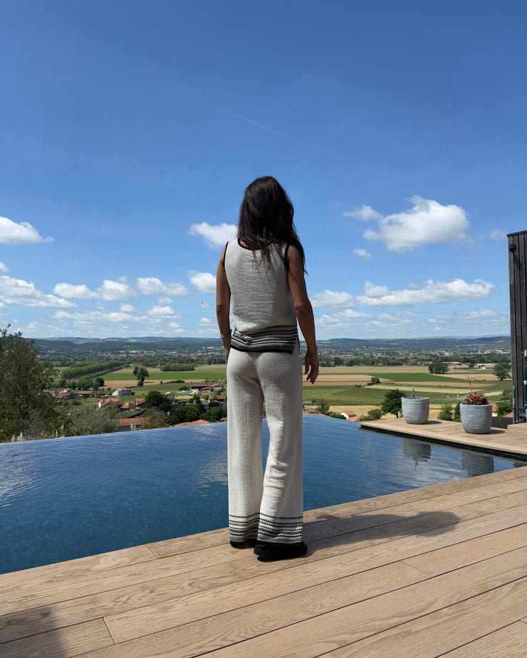 Pantalon tricoté rayures