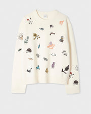 Pull brodé crème "petites bêtes"