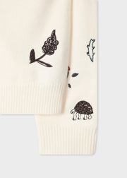 Pull brodé crème "petites bêtes"