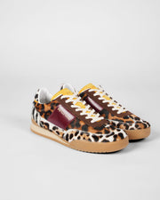 Baskets Femme 'Dover' Imprimé Animal Semelle Gomme Rétro en Cuir