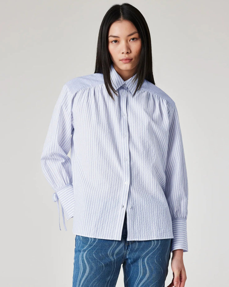 Blouse motif « Pinstripe » en Seersucker