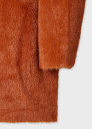Manteau en fausse fourrure orange rouille pour femme