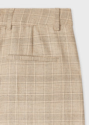 Pantalon large à carreaux en laine mélangé pour femme