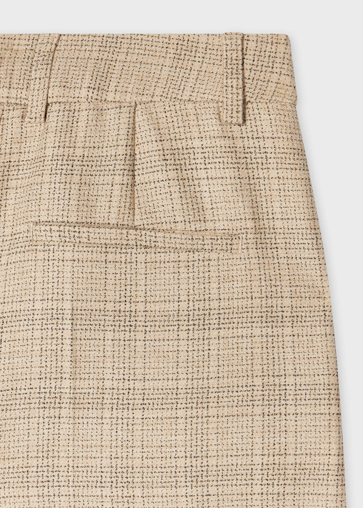 Pantalon large à carreaux en laine mélangé pour femme