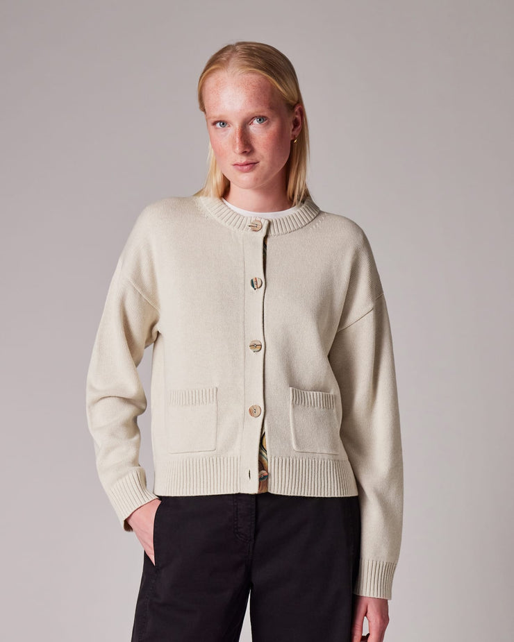 Cardigan Femme Crème Patte de Boutonnage 'Swirl'