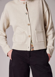 Cardigan Femme Crème Patte de Boutonnage 'Swirl'
