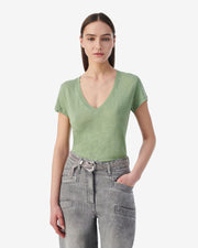 Tee Shirt en lin col V