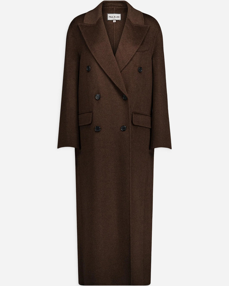 Manteau long en cachemire mélangé double face