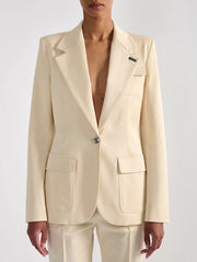 Veste 3 poches en gabardine de coton stretch sable