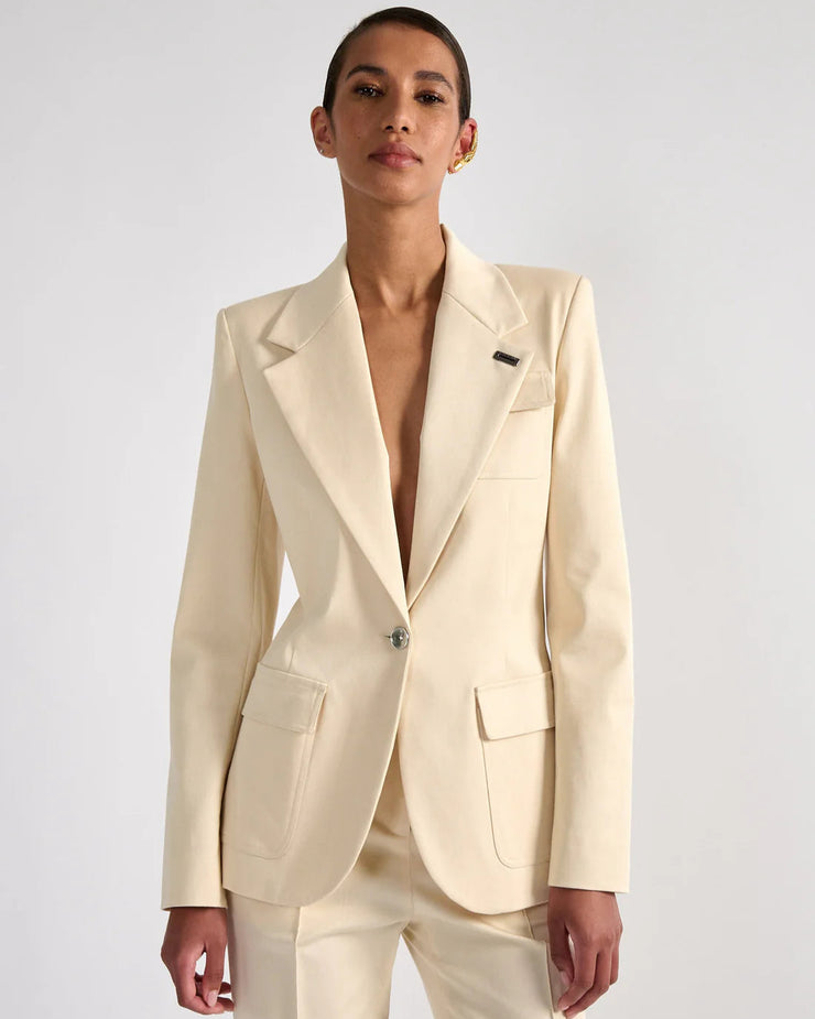 Veste 3 poches en gabardine de coton stretch sable