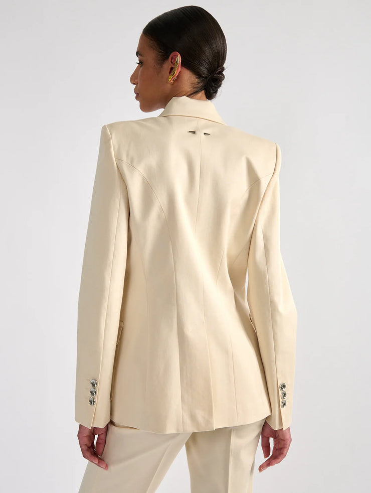 Veste 3 poches en gabardine de coton stretch sable