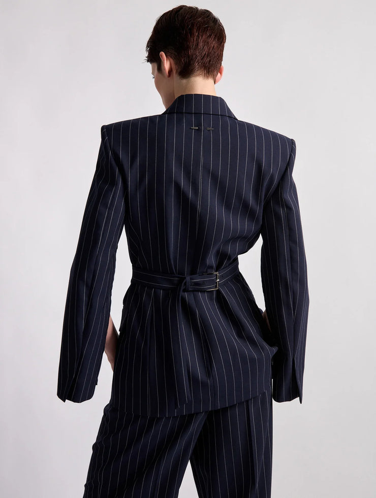 Veste cintrée à rayures tennis marine