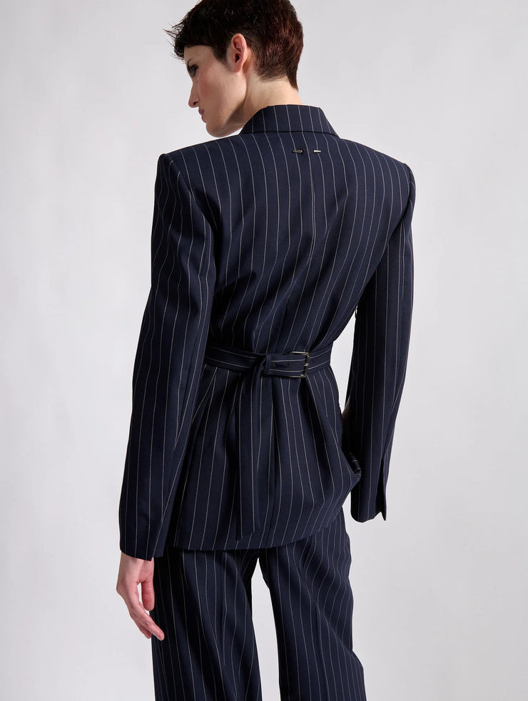 Veste cintrée à rayures tennis marine