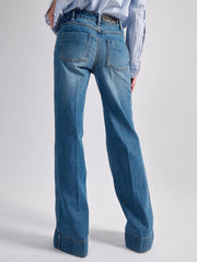 Jean flare en denim bleu