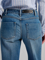 Jean flare en denim bleu