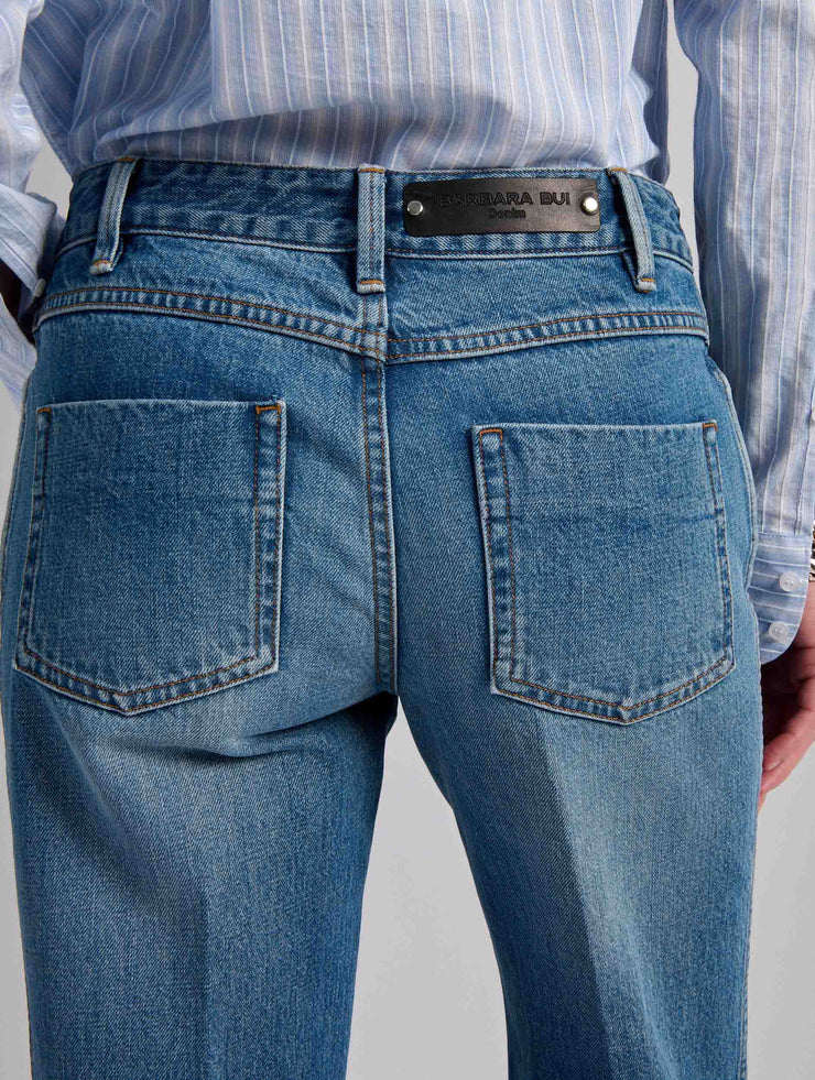 Jean flare en denim bleu