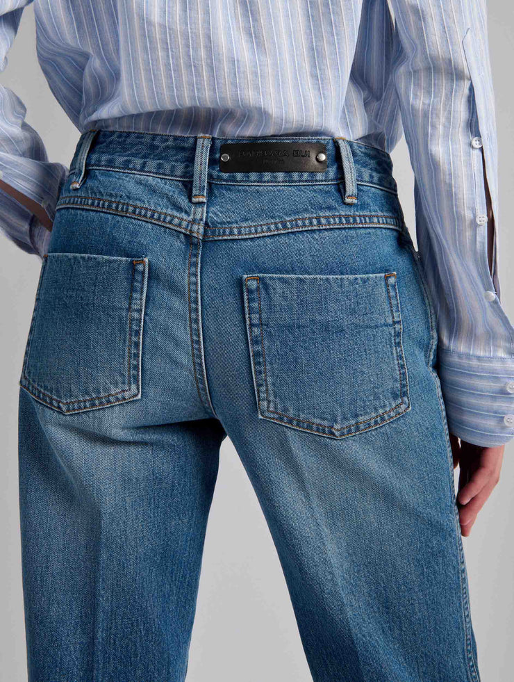 Jean flare en denim bleu