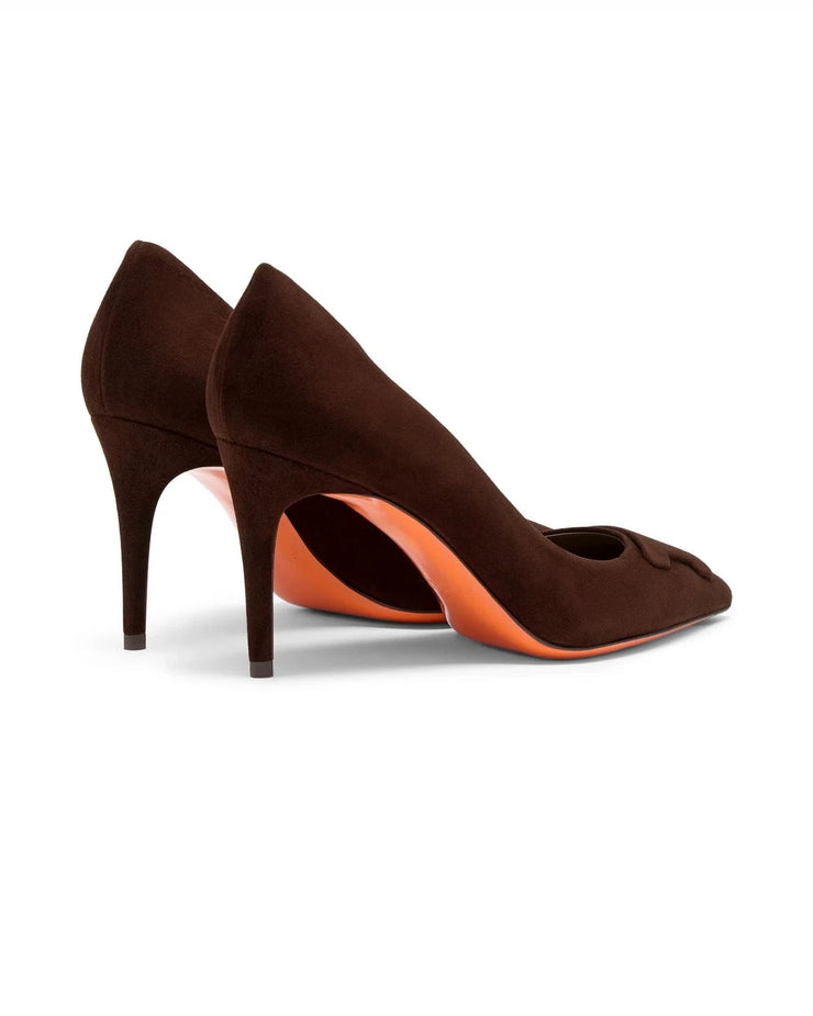 Escarpin en daim brun foncé