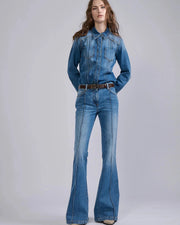 Jean bootleg en denim bleu