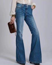 Jean bootleg en denim bleu