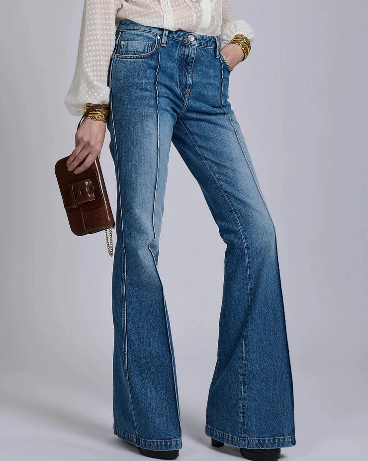 Jean bootleg en denim bleu