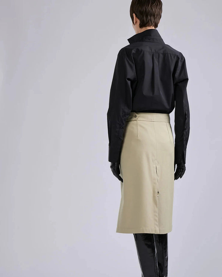Jupe trapèze en gabardine de laine et coton sable