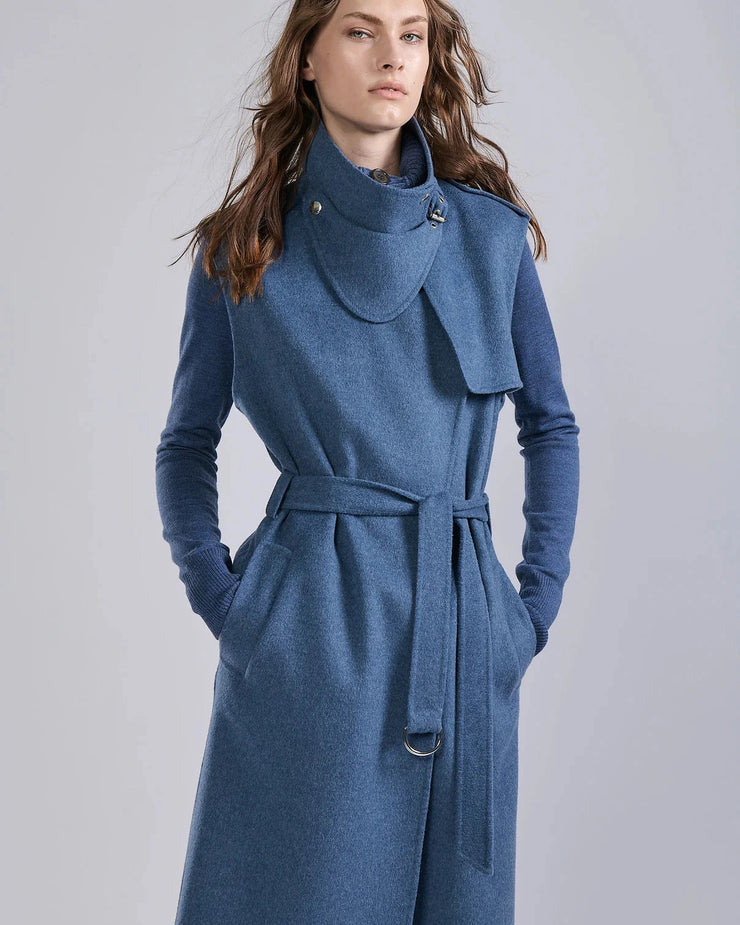 Trench sans manches en double face bleu