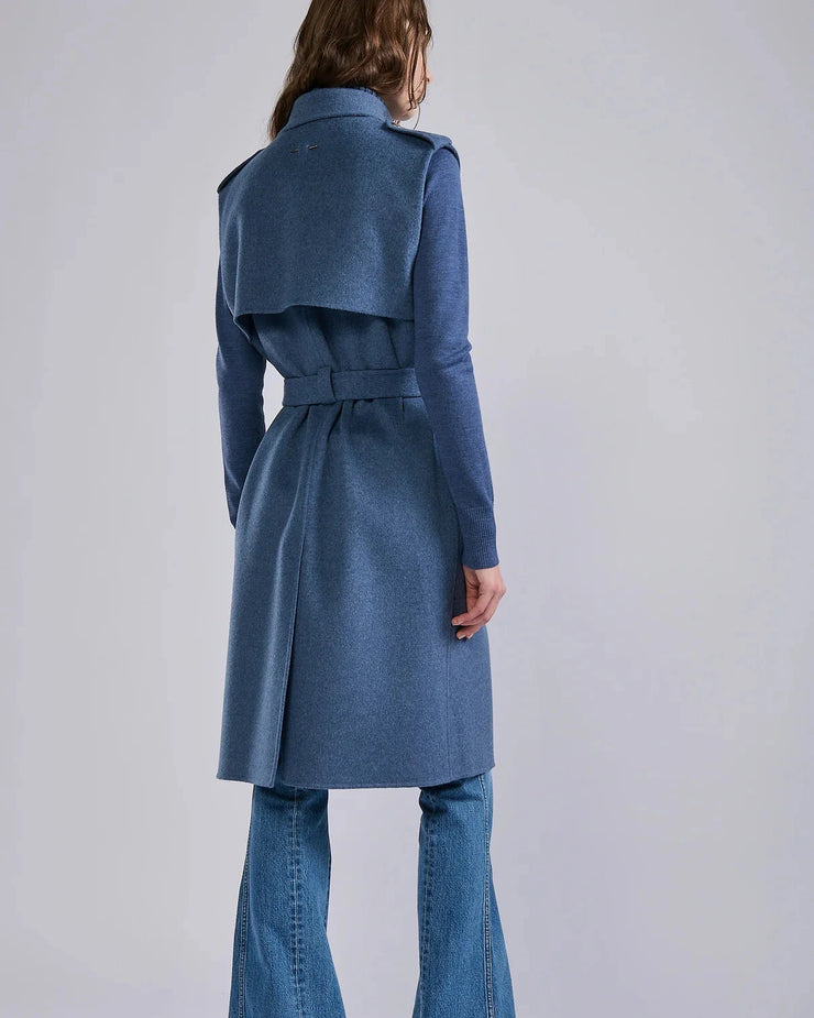 Trench sans manches en double face bleu