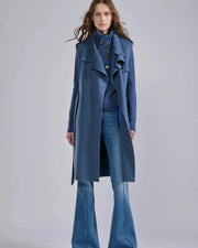 Trench sans manches en double face bleu