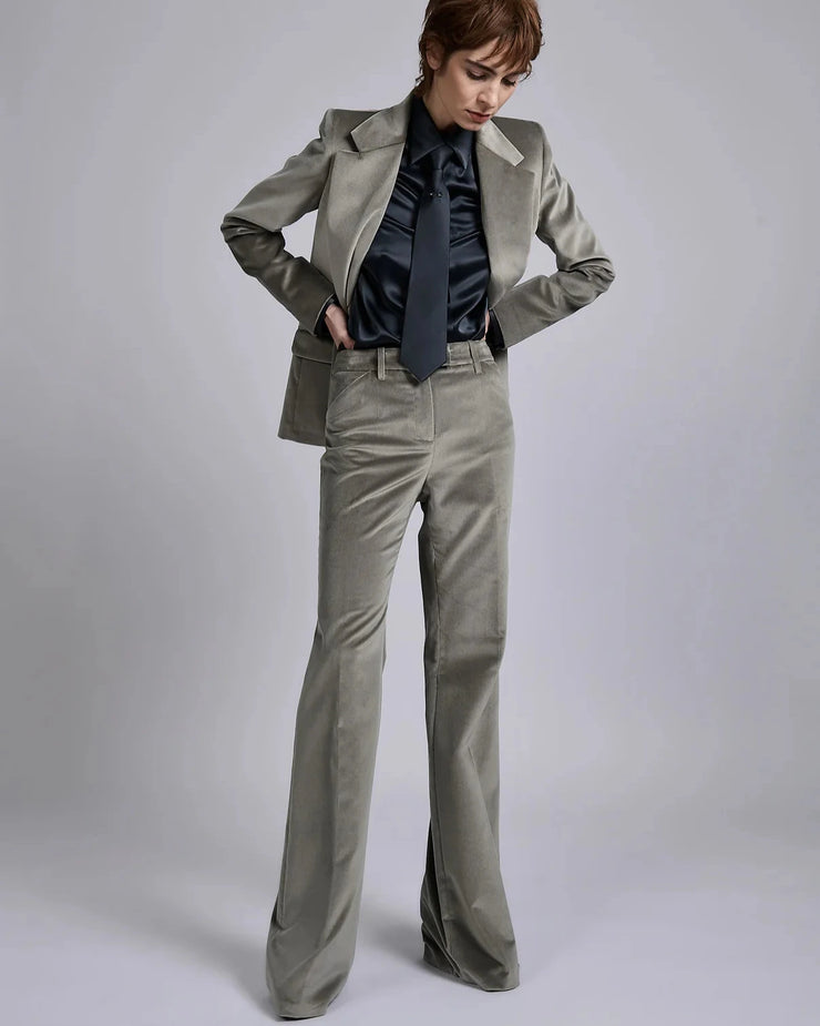 Pantalon flare en velours gris