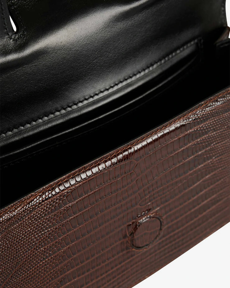 Petit Sac "Like Me" en cuir stampé lézard marron