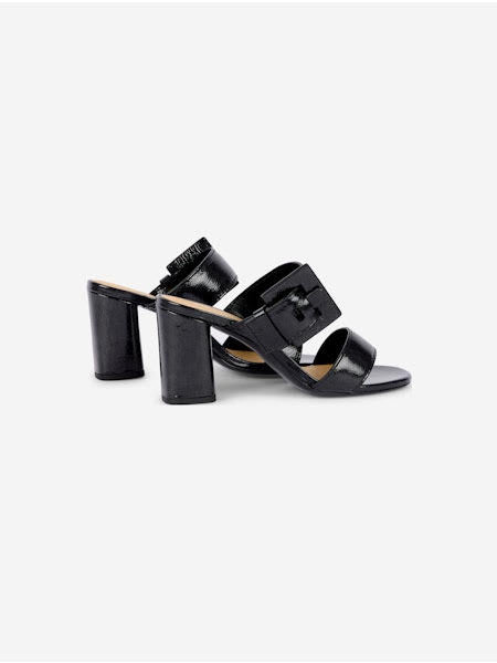 Sandales en cuir vernis navy